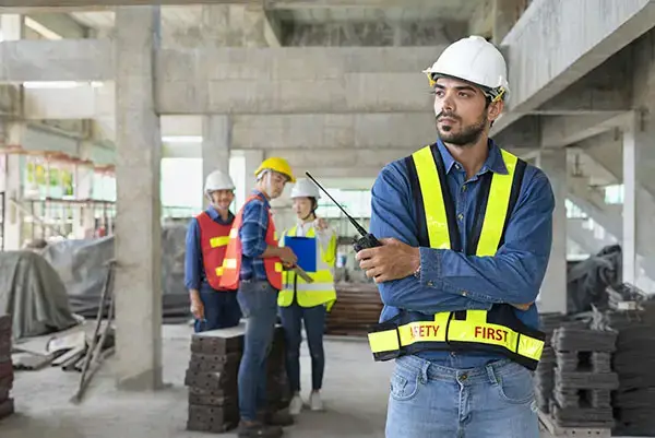 Young builder lonely and separate from friends